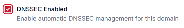DNSSEC enabling checkbox in domain settings